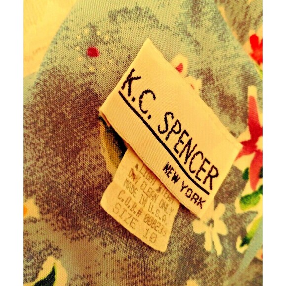 Vintage KC Spencer. Dress 10 Blue Floral Modest Tie Cottage Garden Core Prairie - Picture 5 of 6